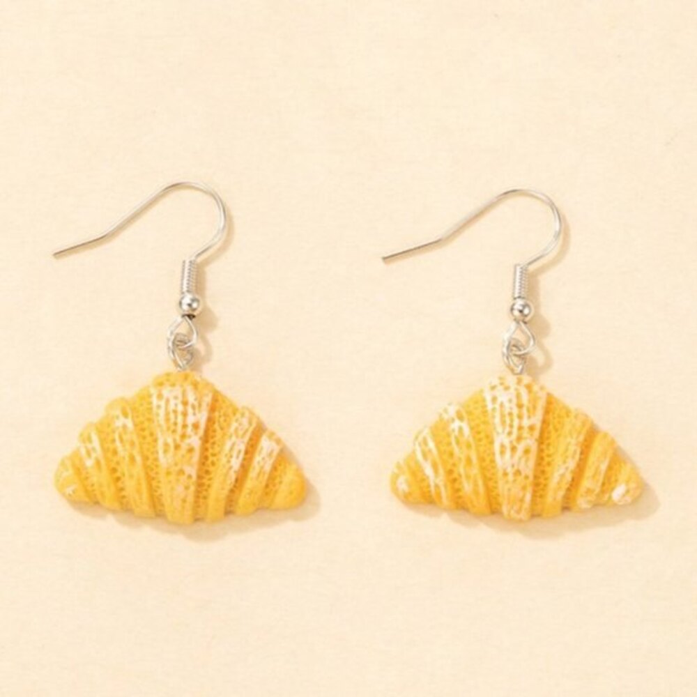 French Powdered Croissants Hook Earrings